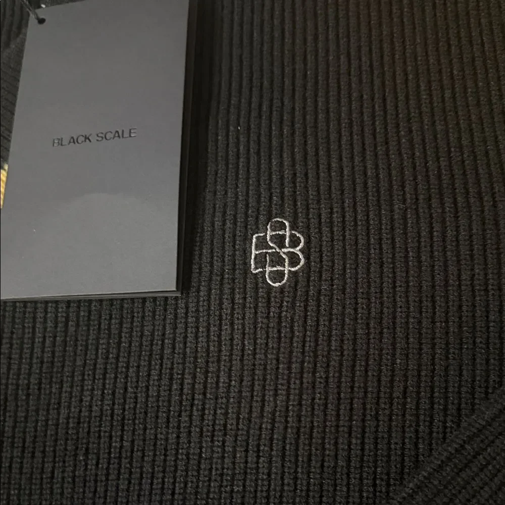 Black Scale Black V-Neck Sweater with Yellow Trim